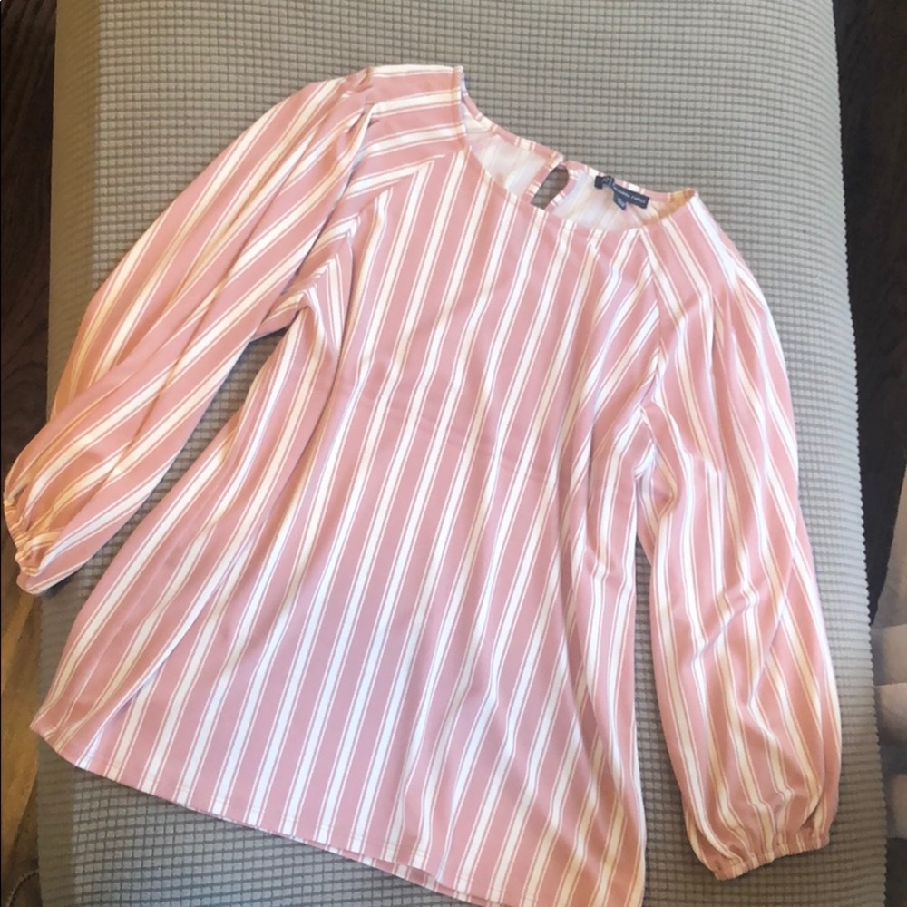 Adrianna Papell 3/4 Sleeve Vertical Stripe Top